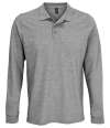 03983 Unisex Prime Long Sleeve Piqué Polo Shirt Grey Marl colour image